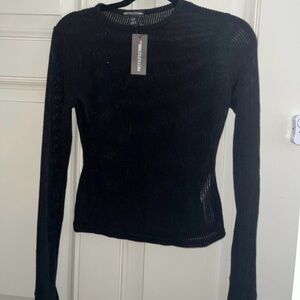 Pretty Little Thing Black Long Sleeve Top Size Small NEW